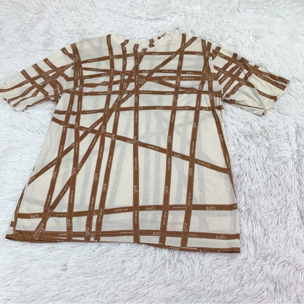 Hermes Vintage authentic short sleeve crew neck ribbon t-shirt made in Italy